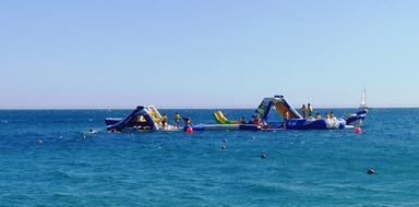 Inflatable waterpark in Sesimbra