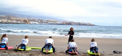 Before going into the water, we'll have a beach class