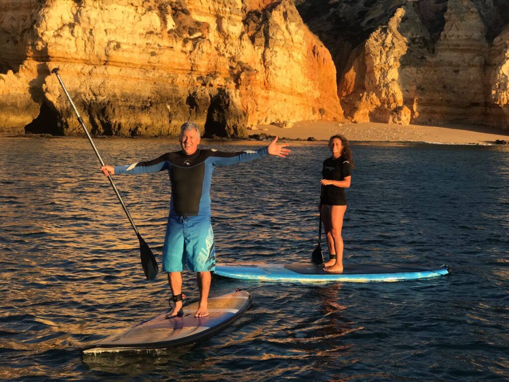 Nathalie and her dad on a SUP tour in Lagos