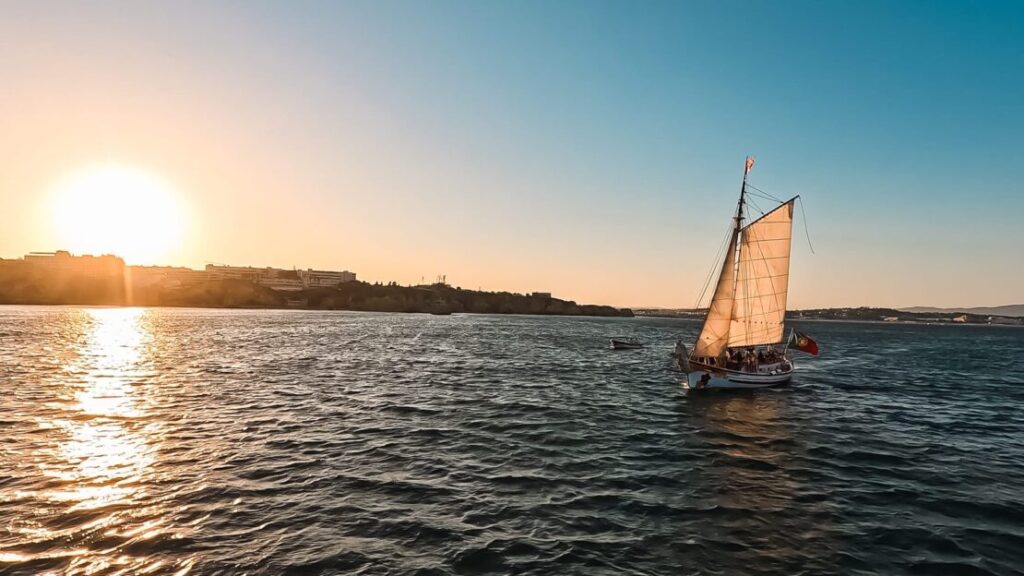 Sunset at Ponta da Piedade Lagos with sparkling wine