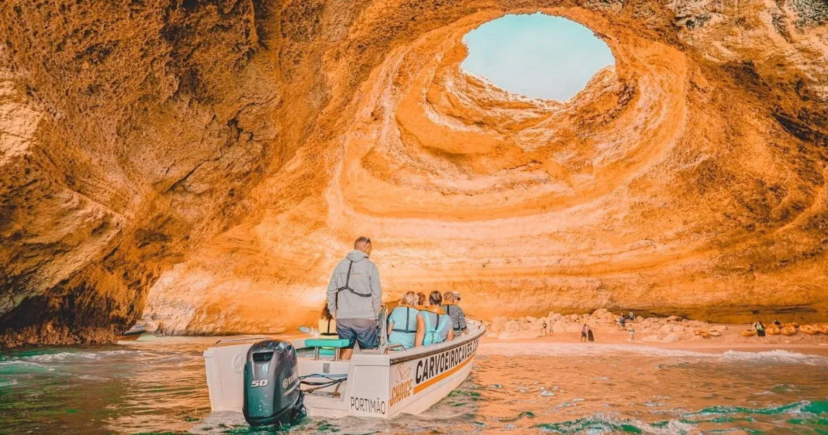 Boat in Benagil Cave