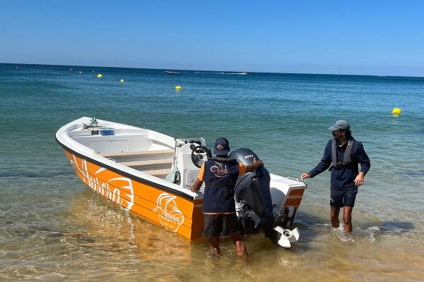 Boarding from the beach of Armação de Pêra