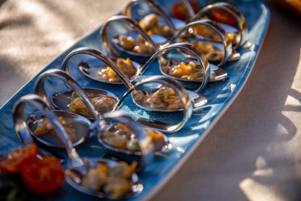 Local food on a sailing boat in Barcelona